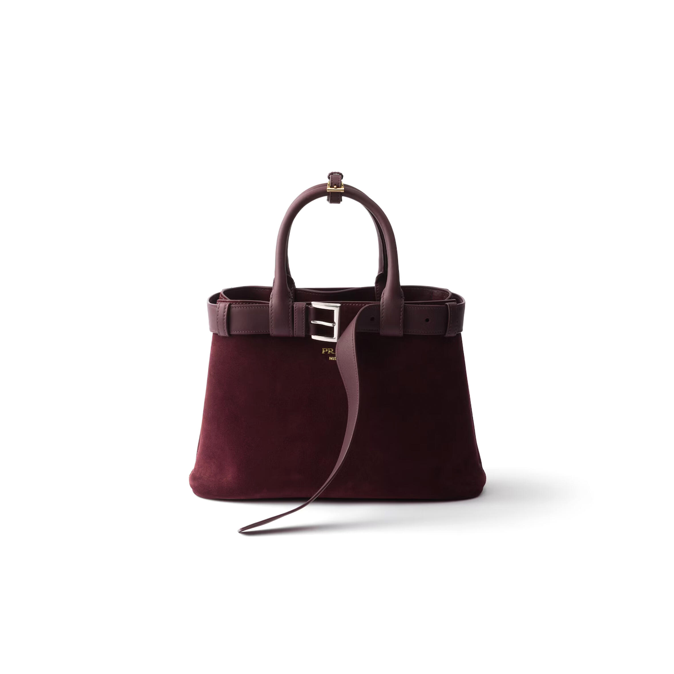 PRADA BUCKLE MEDIUM SUEDE BAG WITH BELT 1BA434 (32*23*11cm) PRADA BUCKLE MEDIUM SUEDE BAG WITH BELT 1BA434 (32*23*11cm)